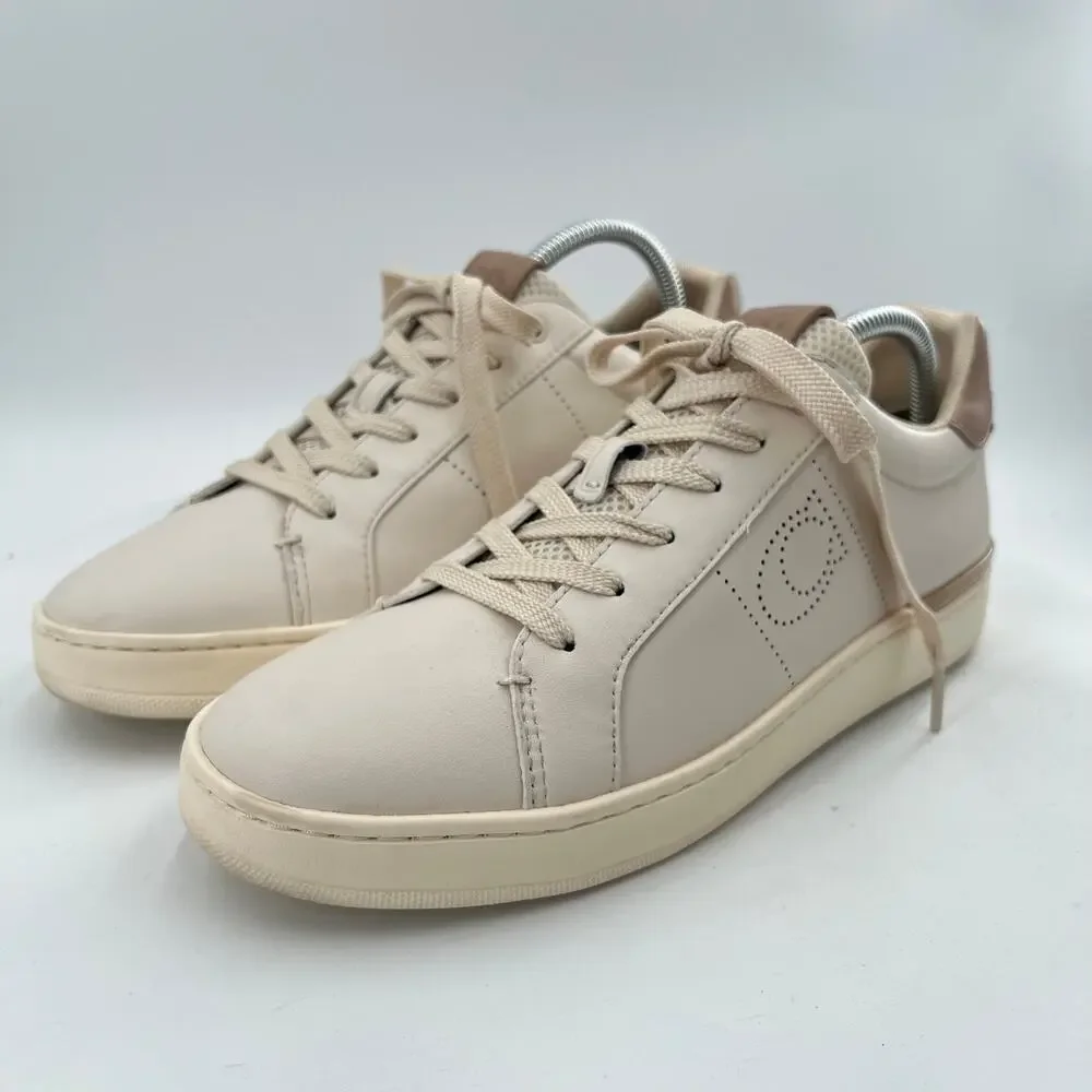 Coach Women’s Lowline Low Top Nude/Cream Sneaker Shoes Size 10B